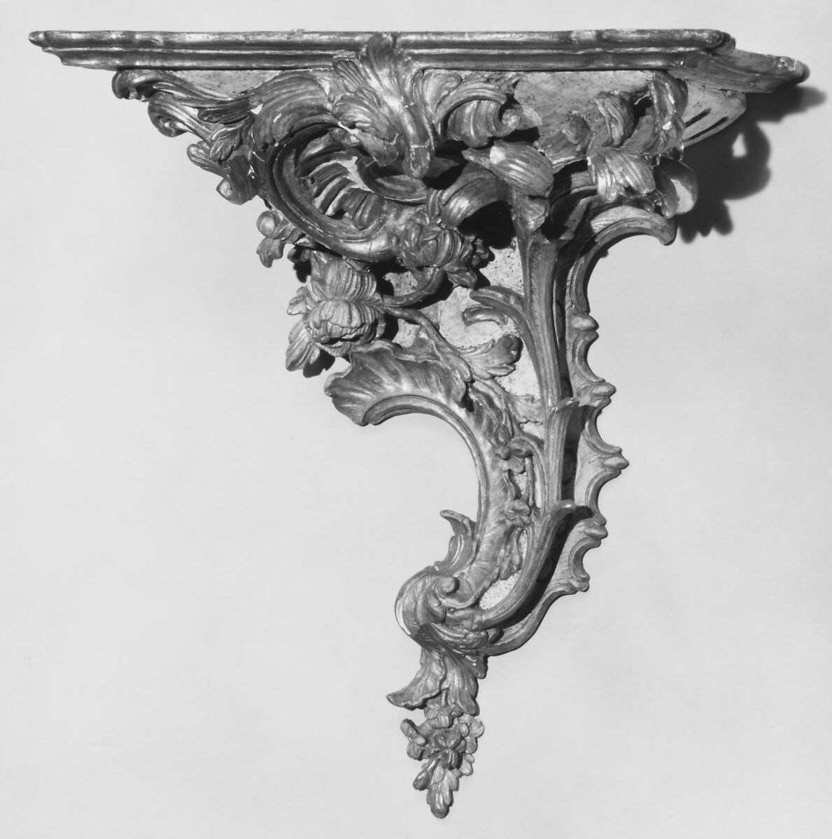 Wall bracket, Carved, painted and gilded wood, German 