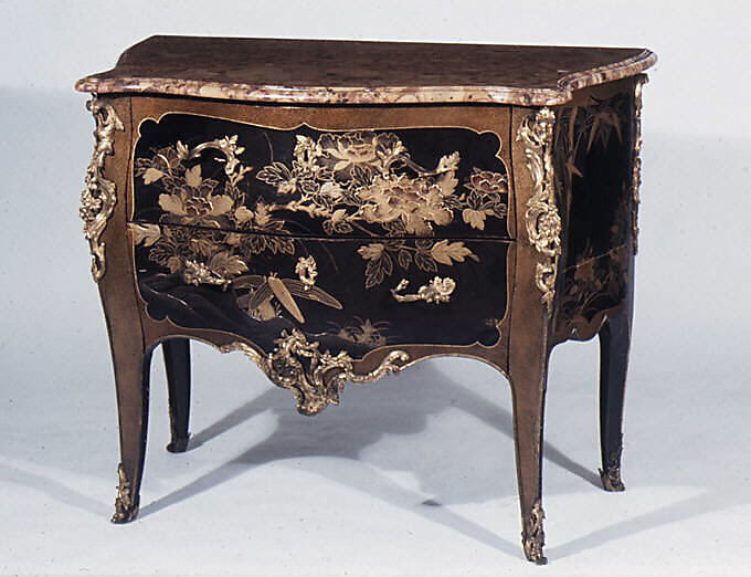 Commode, Jacques Dubois (French, 1694–1763), Painted and gilded wood, japanese lacquer, marble, gilt bronze, French, Paris 