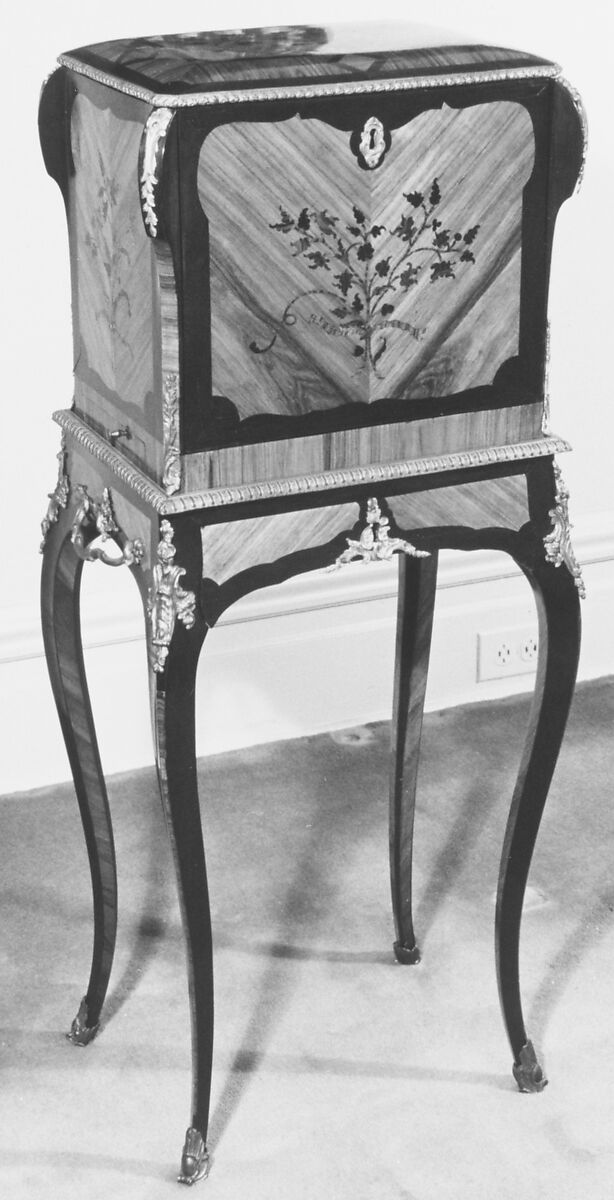 Jewel coffer on stand, Bernard II van Risenburgh (ca. 1696–ca. 1767), Tulipwood, purplewood and kingwood, gilt bronze, French 