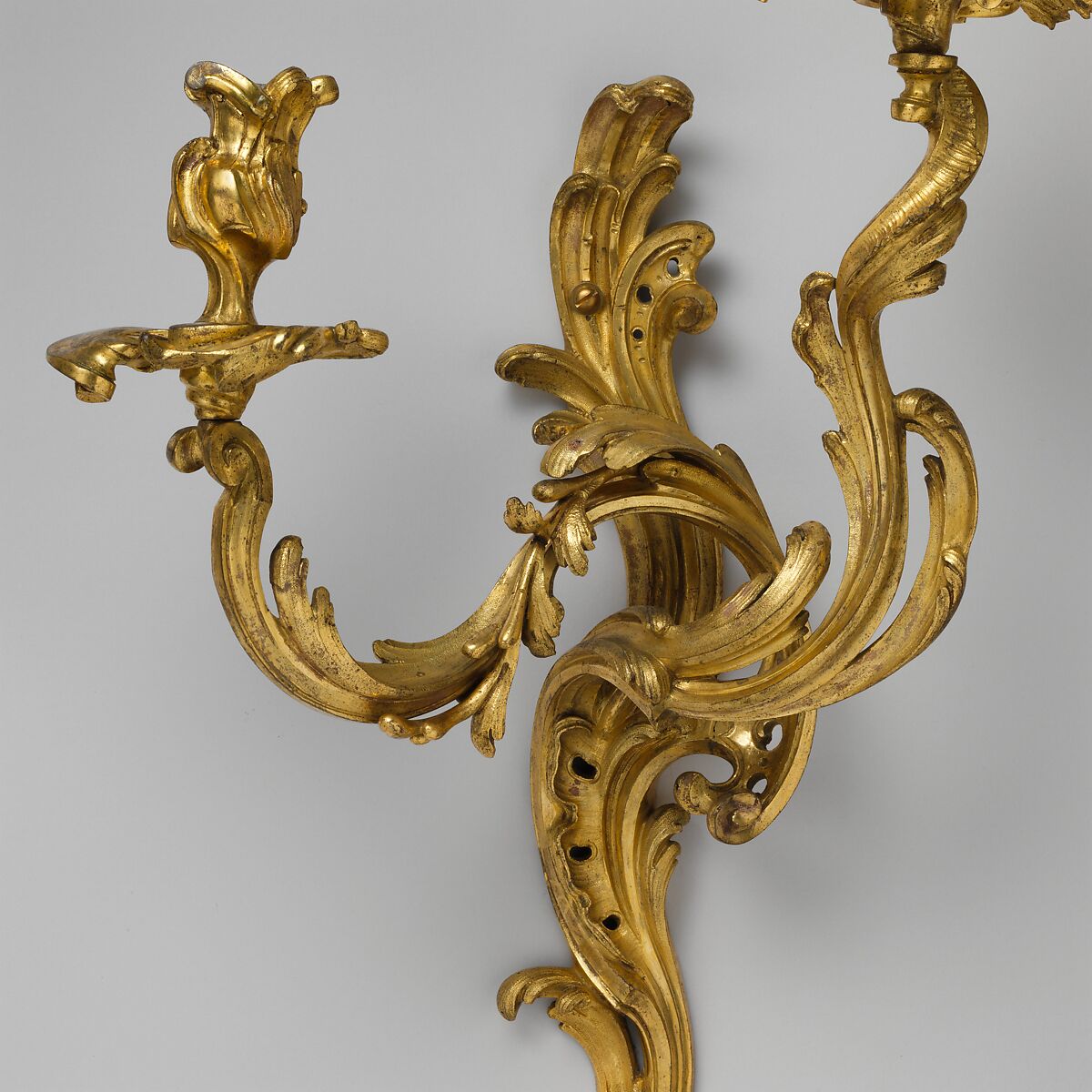 Pair of two-light wall brackets, Gilt bronze, French