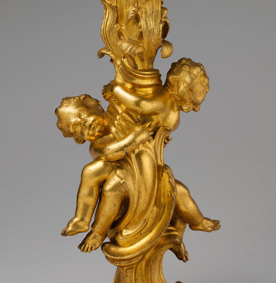 Pair of candlesticks, Attributed to Juste Aurèle Meissonnier (French, Turin 1695–1750 Paris), Gilt bronze, French