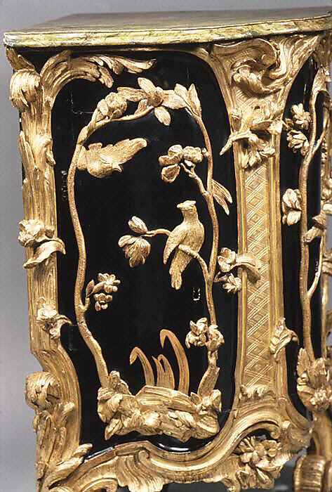 Pair of corner cabinets, Carved, painted and gilded wood, German