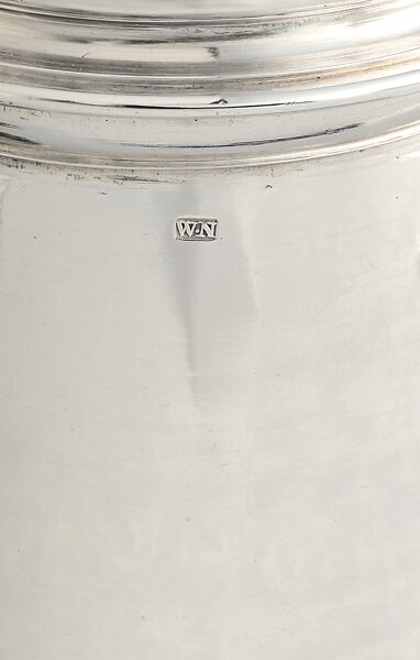Chocolate Pot, Marked by W. N., Silver, American