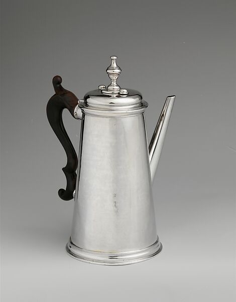 Chocolate Pot, Marked by W. N., Silver, American