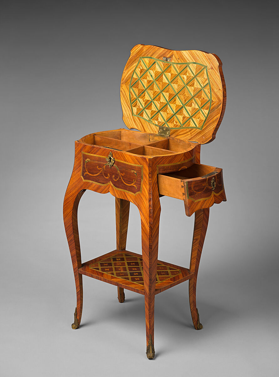 Small rectangular table, Johann Friedrich Spindler (German, Bayreuth 1726–ca. 1799), Tulipwood and purplewood, German, Bayreuth or Berlin