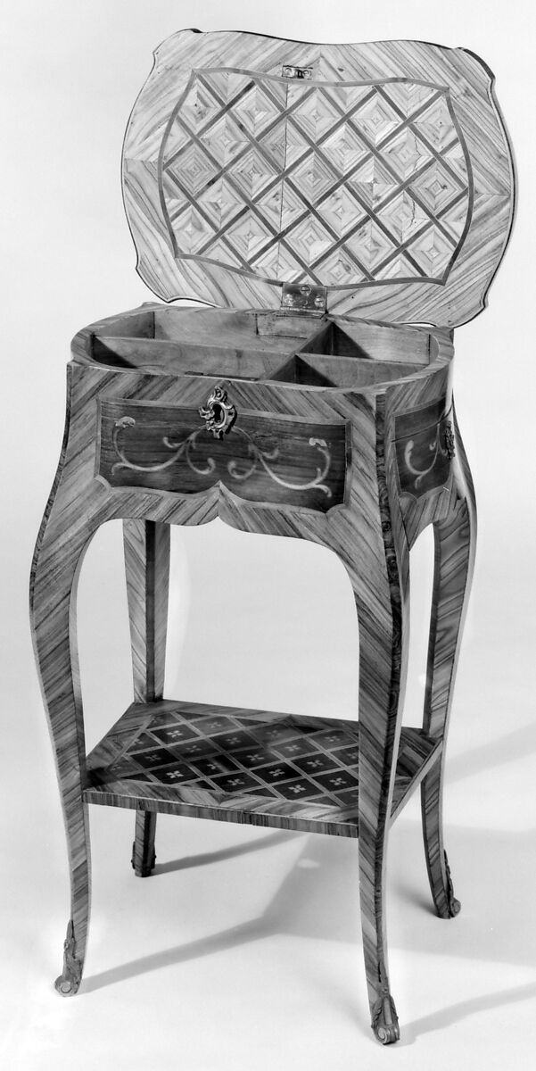 Small rectangular table, Johann Friedrich Spindler (German, Bayreuth 1726–ca. 1799), Tulipwood and purplewood, German, Bayreuth or Berlin