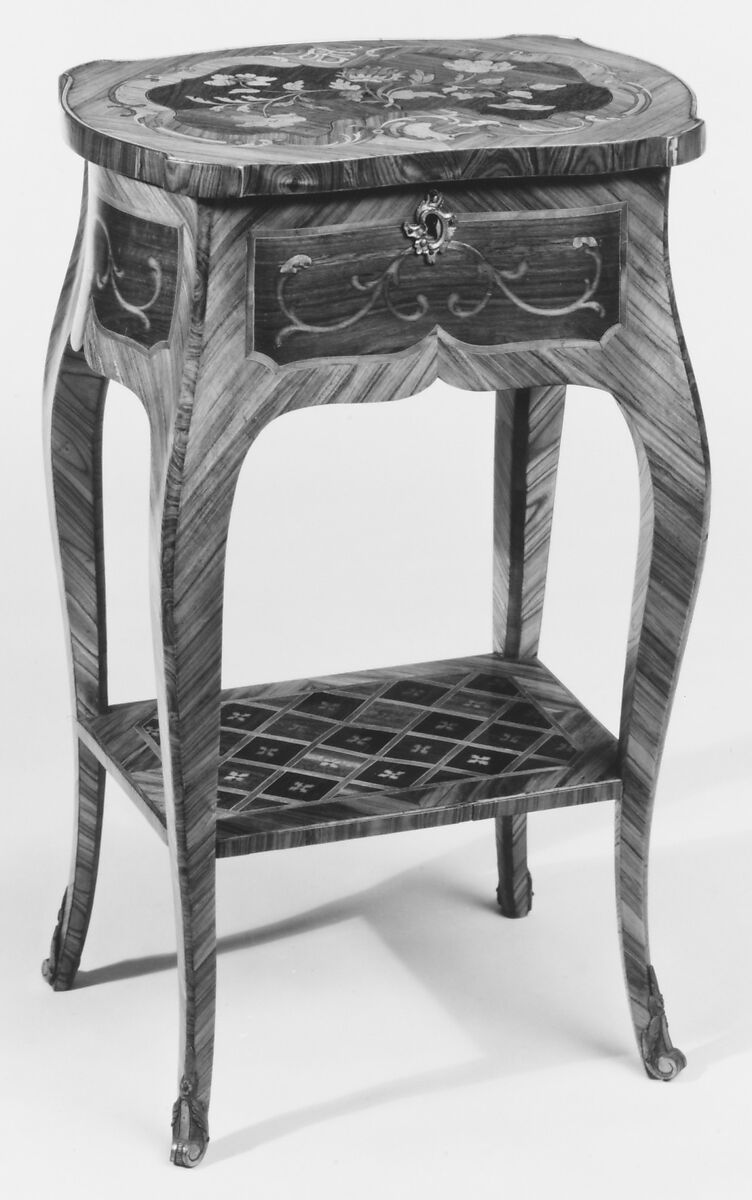 Small rectangular table, Johann Friedrich Spindler (German, Bayreuth 1726–ca. 1799), Tulipwood and purplewood, German, Bayreuth or Berlin