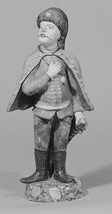 Hussar officer, Tin-glazed earthenware, German, Höchst 