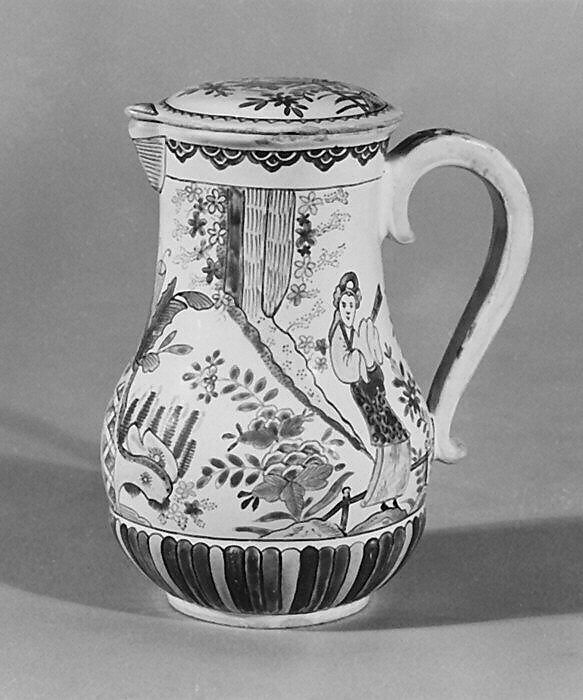 Jug, Tin-glazed earthenware, German, Ansbach 