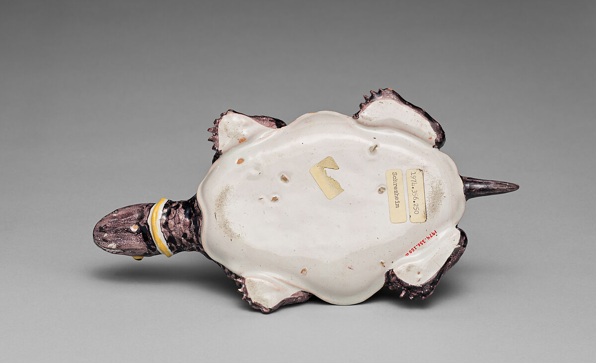 Tortoise box, Tin-glazed earthenware, German, Schrezheim