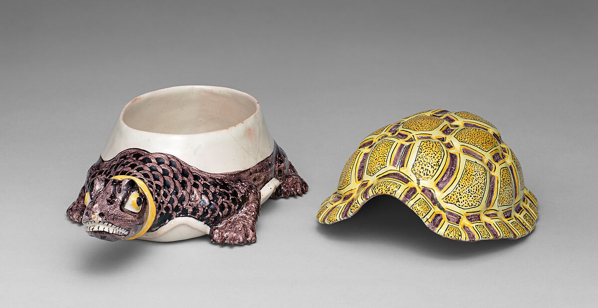 Tortoise box, Tin-glazed earthenware, German, Schrezheim
