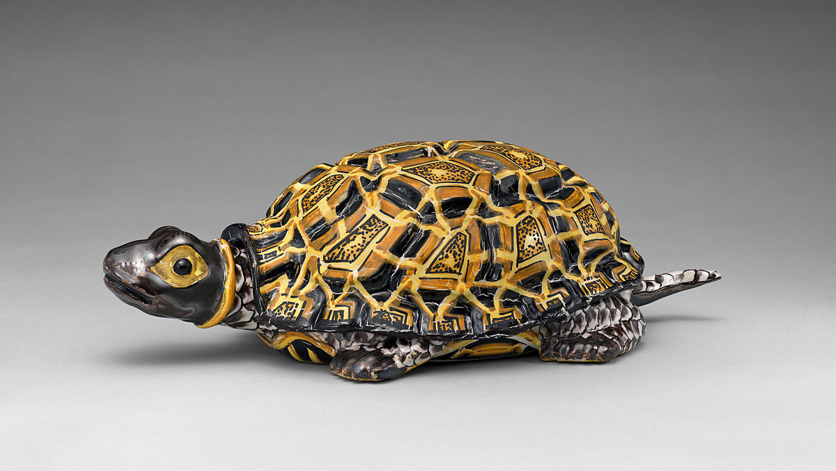 Tortoise box, Tin-glazed earthenware, German, Fulda
