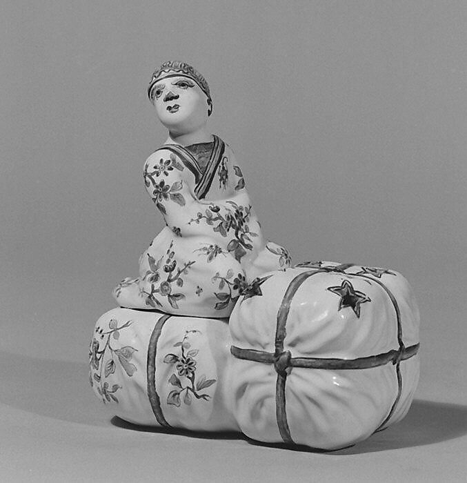 Figural box, Faience (tin-glazed earthenware), German, Strasbourg 