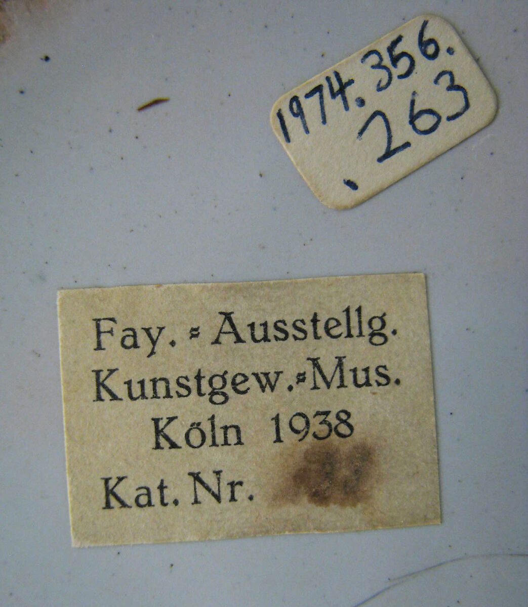 Tankard, Adam Friedrich von Löwenfinck (German, 1714–1754), Tin-glazed earthenware, silver mounts, German, Fulda