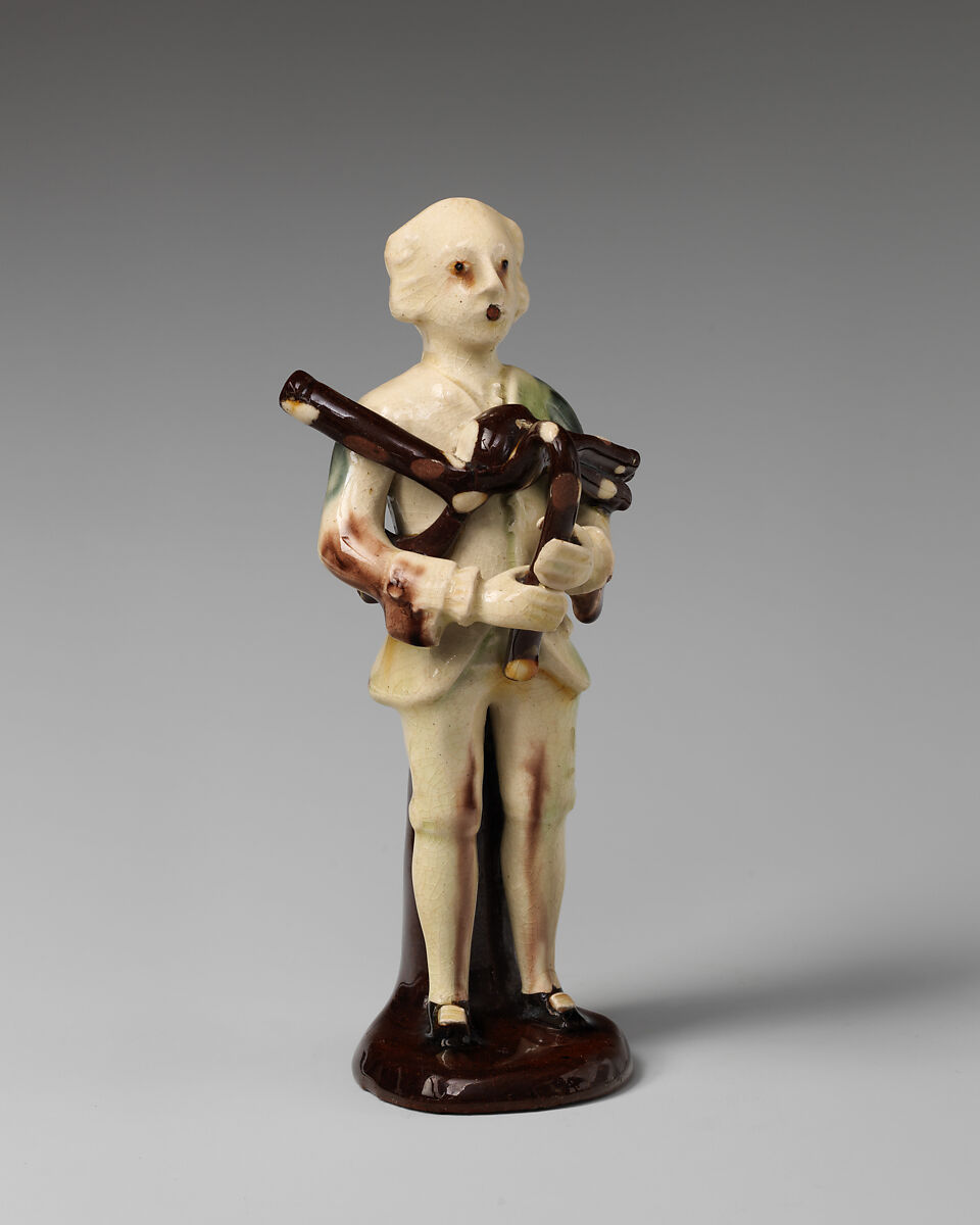 Bagpiper, Style of Whieldon type, Lead-glazed earthenware, British, Staffordshire 