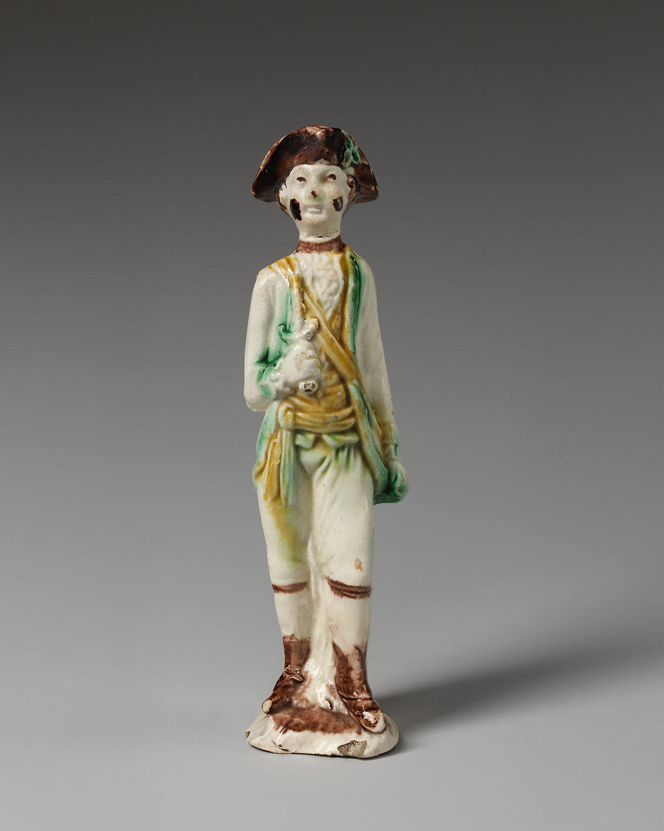 Figure of a soldier, Style of Whieldon type, Lead-glazed earthenware, British, Staffordshire 