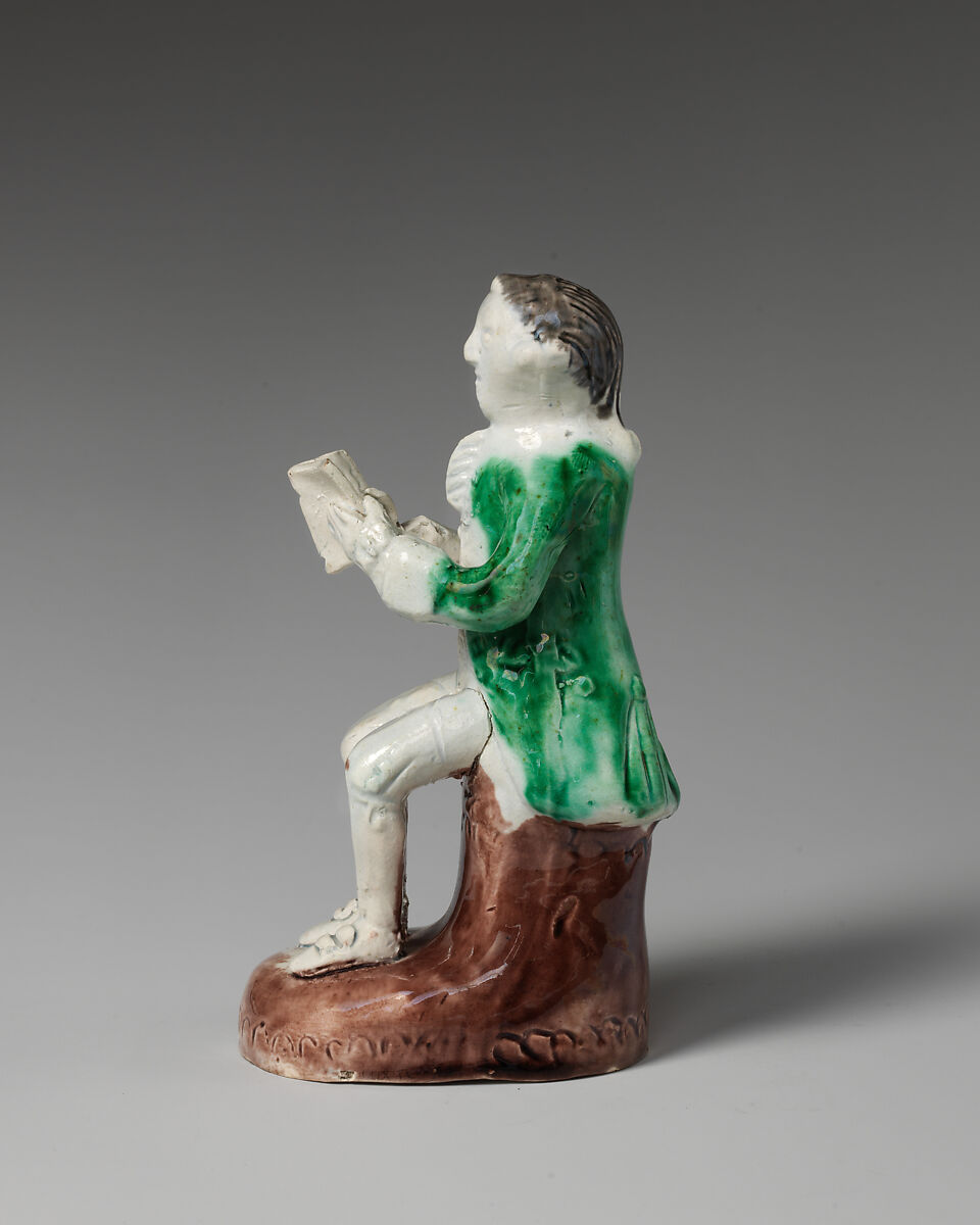 Figure of a man reading, Style of Whieldon type, Lead-glazed earthenware, British, Staffordshire