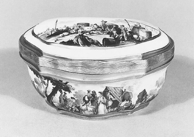 Snuffbox, Meissen Manufactory (German, 1710–present), Hard-paste porcelain, gold, German, Meissen 