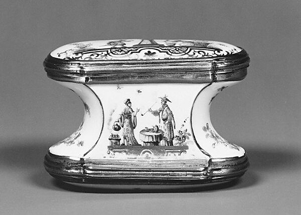 Snuffbox, Meissen Manufactory (German, 1710–present), Hard-paste porcelain, silver, German, Meissen