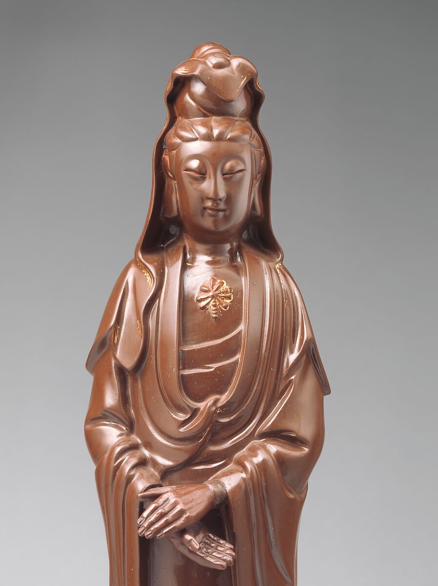 Guanyin, Meissen Manufactory (German, 1710–present), Red stoneware with gilding, German, Meissen