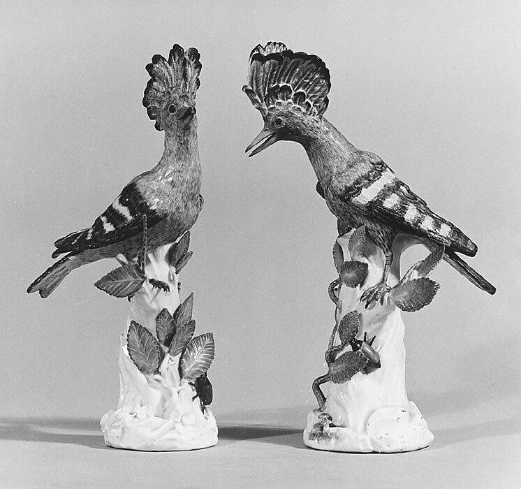Hoopoe (Wiedenhoppe) (one of a pair), Meissen Manufactory (German, 1710–present), Hard-paste porcelain, German, Meissen 