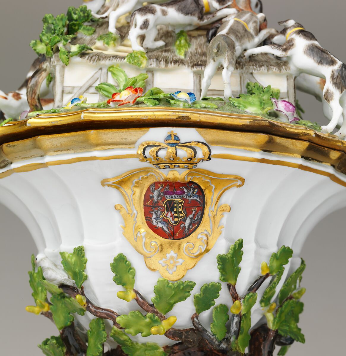Hunting cup with cover, Meissen Manufactory (German, 1710–present), Hard-paste porcelain, German, Meissen