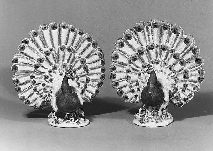 Peacock (one of a pair), Meissen Manufactory (German, 1710–present), Hard-paste porcelain, German, Meissen 