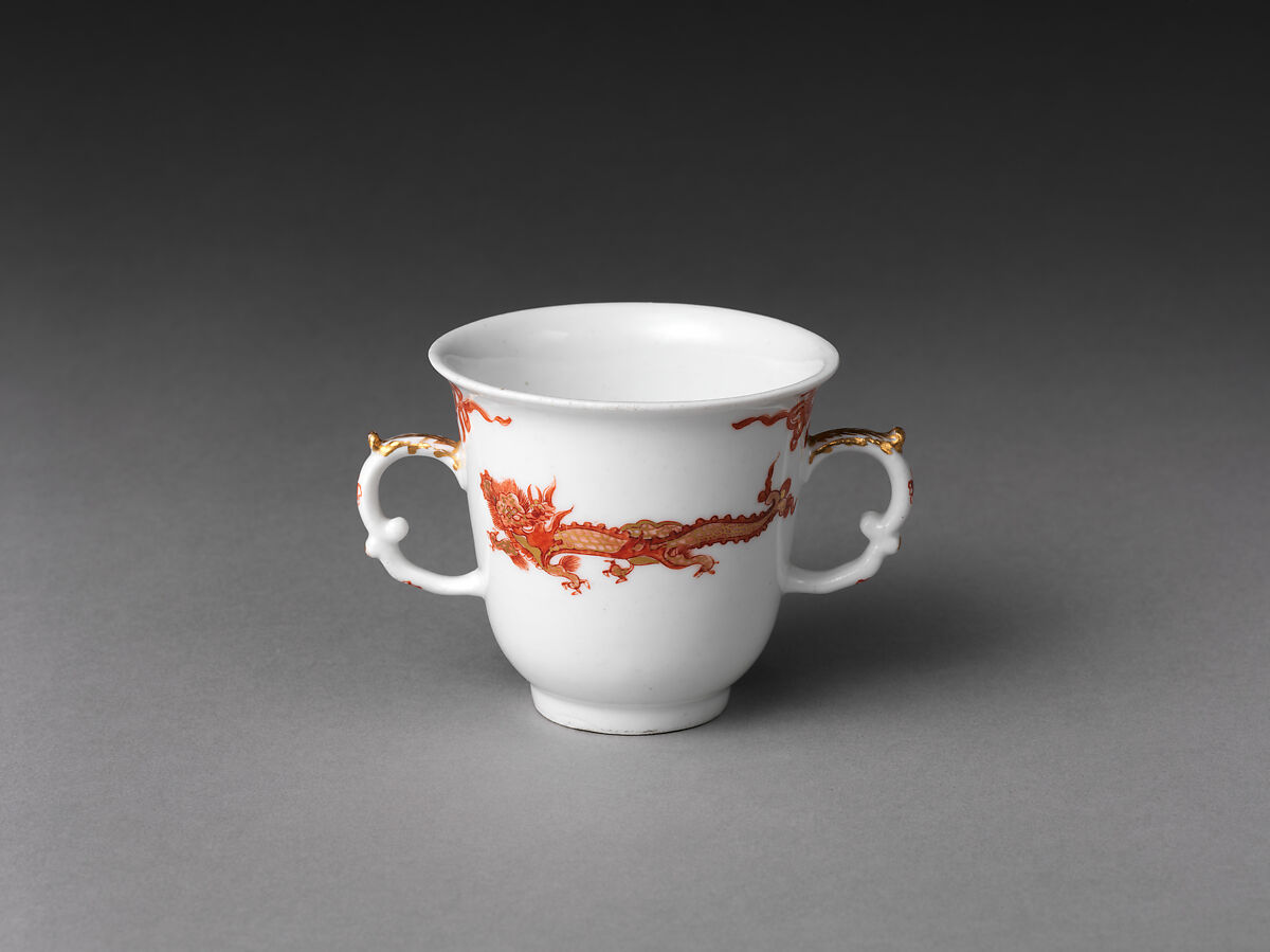 Chocolate cup and saucer with dragons and phoenixes, Meissen Manufactory (German, 1710–present), Hard-paste porcelain painted with colored enamels over transparent glaze, German, Meissen