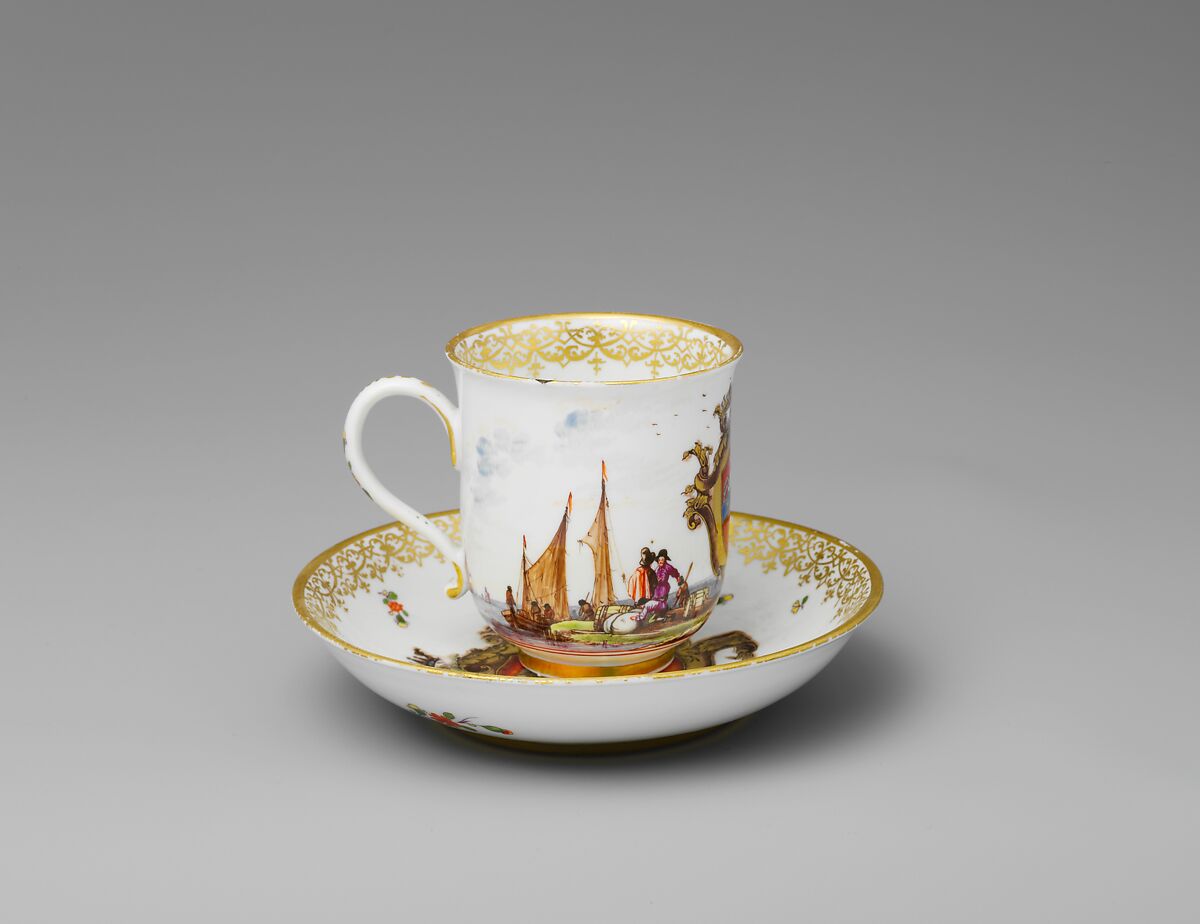 Cup and saucer, Meissen Manufactory (German, 1710–present), Hard-paste porcelain, German, Meissen
