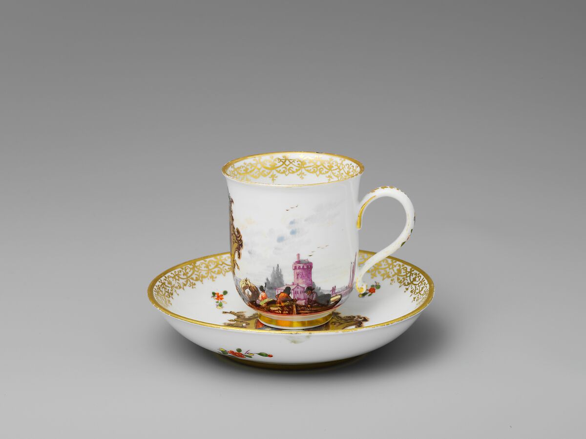 Cup and saucer, Meissen Manufactory (German, 1710–present), Hard-paste porcelain, German, Meissen