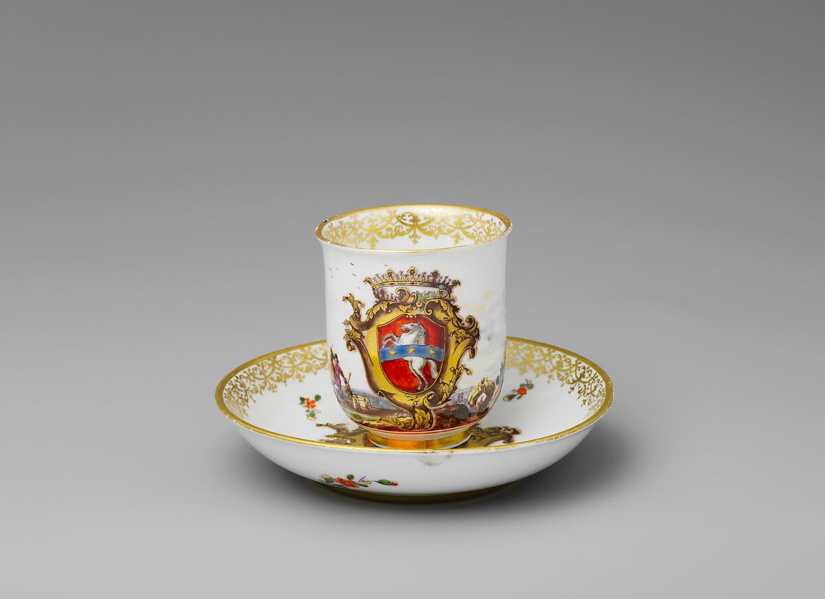 Cup and saucer, Meissen Manufactory (German, 1710–present), Hard-paste porcelain, German, Meissen