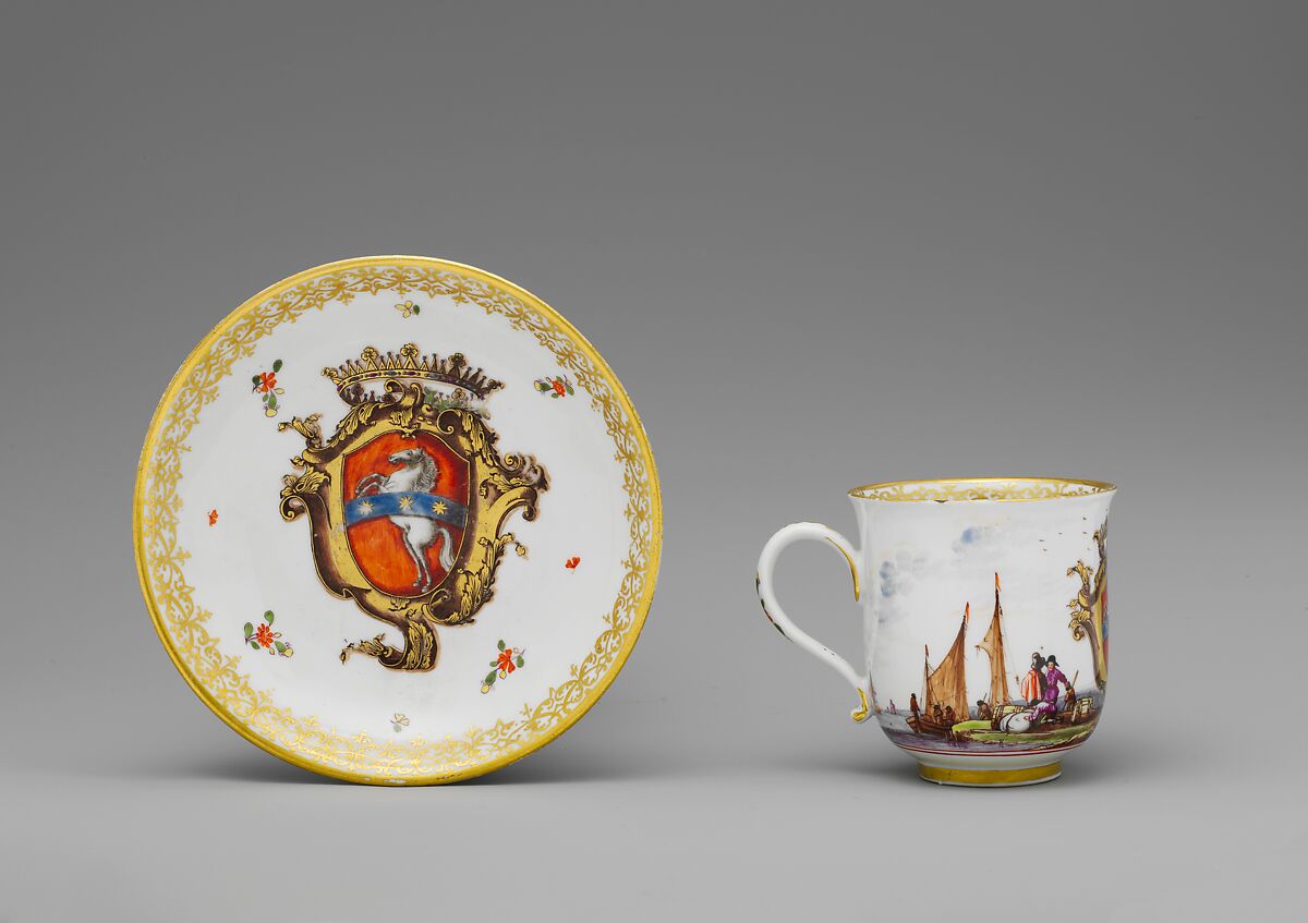 Cup and saucer, Meissen Manufactory (German, 1710–present), Hard-paste porcelain, German, Meissen