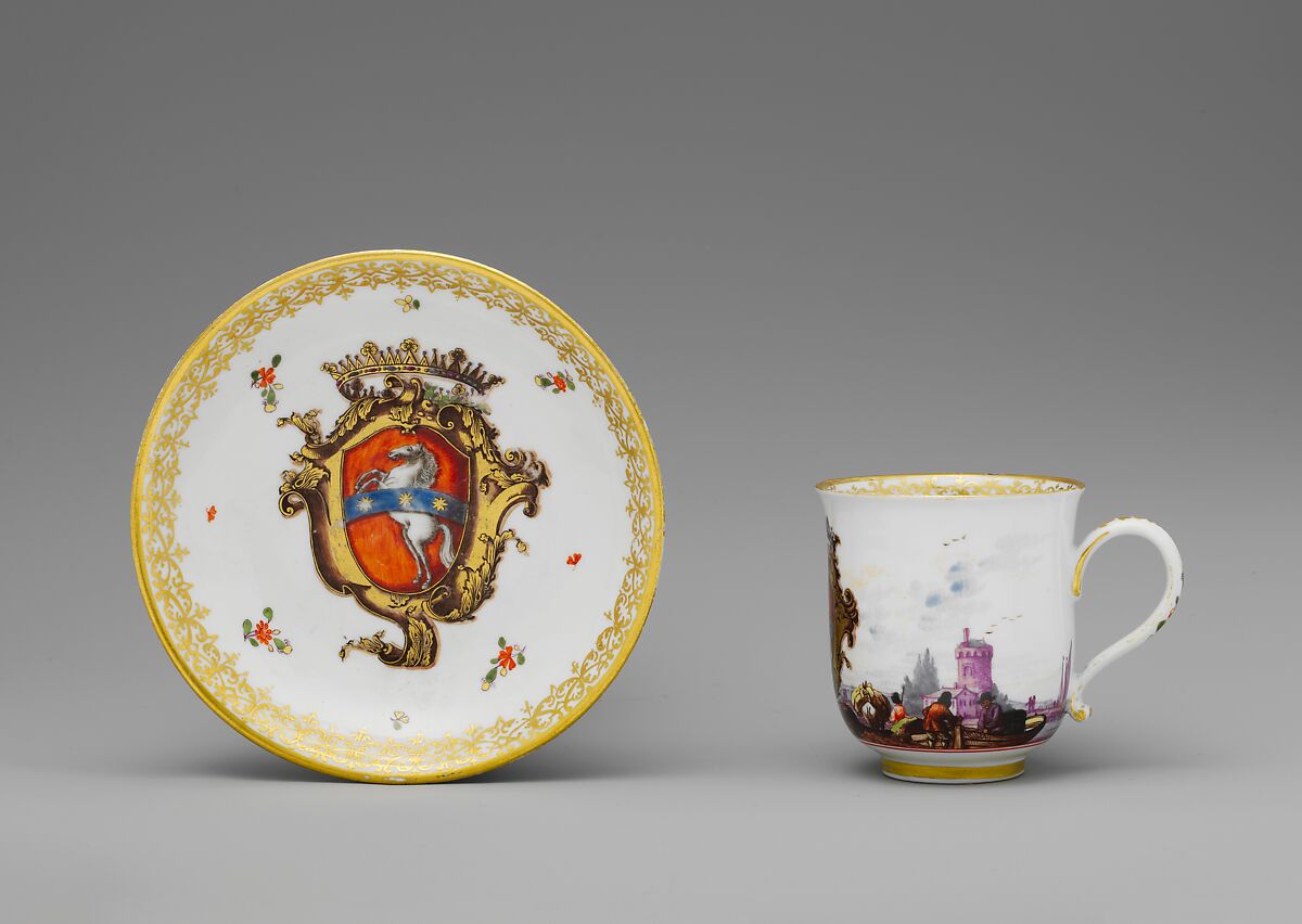 Cup and saucer, Meissen Manufactory (German, 1710–present), Hard-paste porcelain, German, Meissen