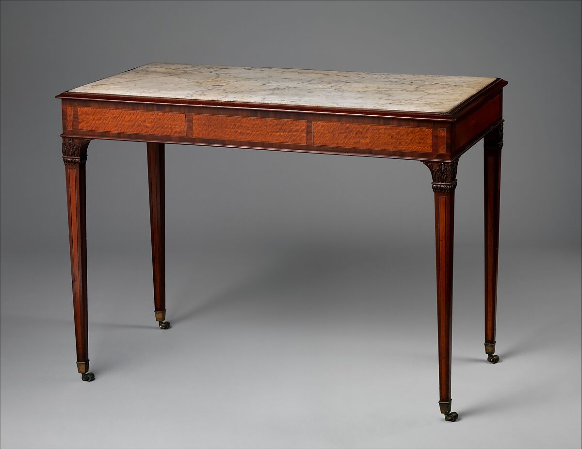 Pier table, Mahogany, satinwood, marble, American 