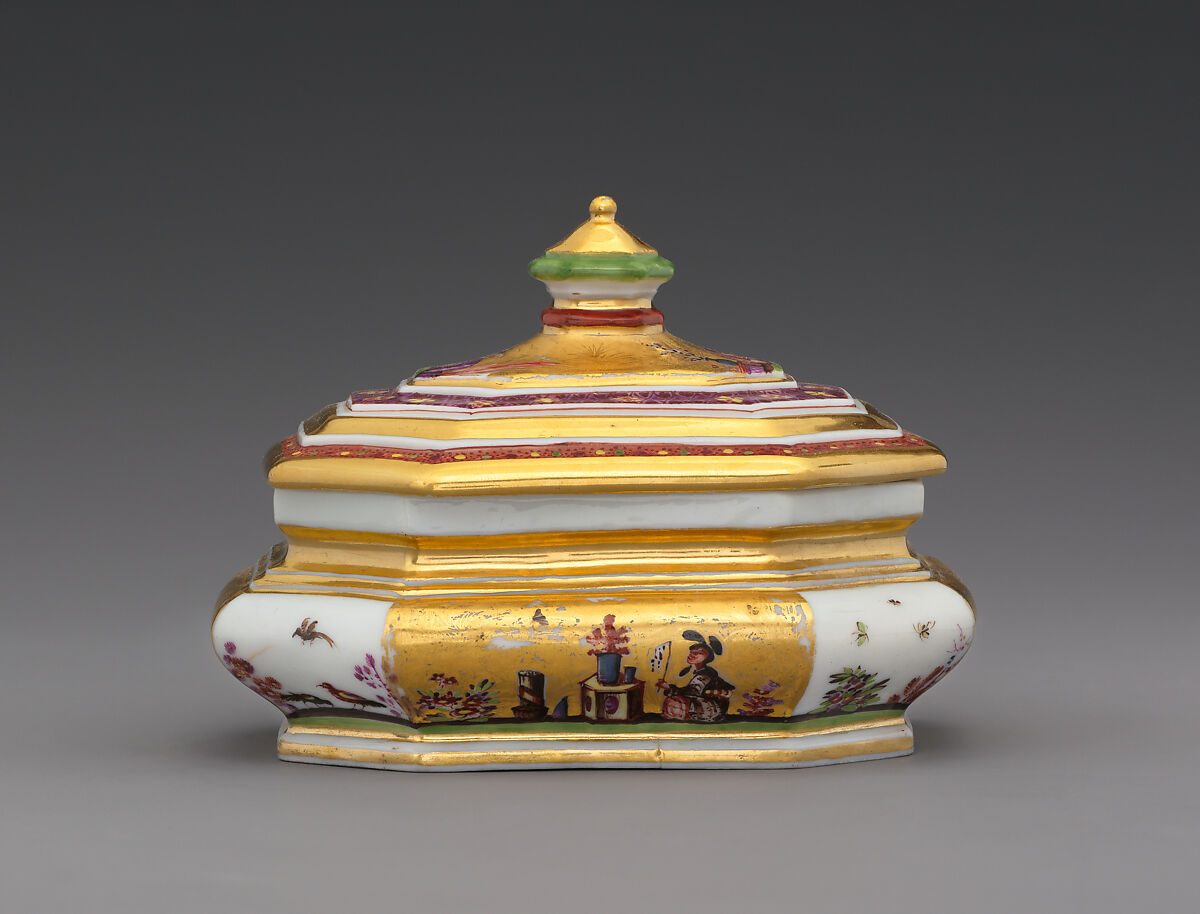 Sugar box with cover (part of a service), Meissen Manufactory (German, 1710–present), Hard-paste porcelain, German, Meissen