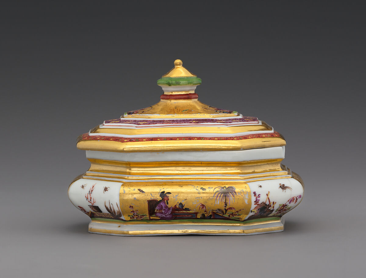 Sugar box with cover (part of a service), Meissen Manufactory  German, Hard-paste porcelain, German, Meissen
