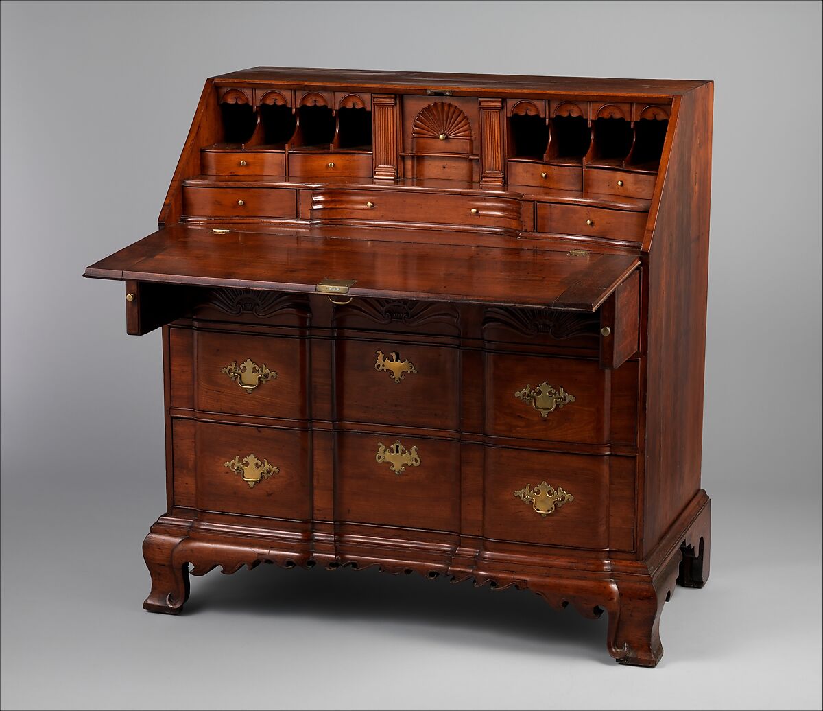 Slant front desk, Cherry, American