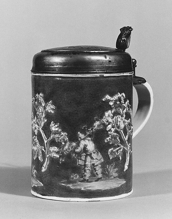 Tankard, Meissen Manufactory (German, 1710–present), Hard-paste porcelain, silver gilt, German, Meissen 