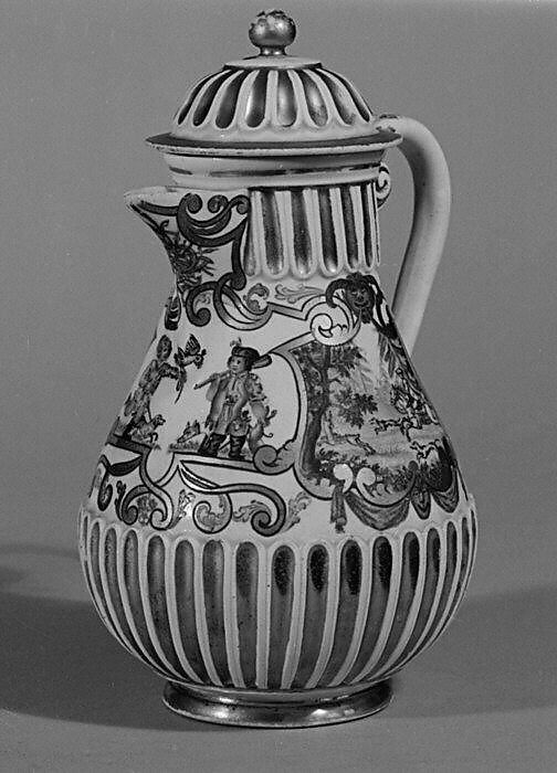 Coffeepot, Vienna, Hard-paste porcelain, Austrian, Vienna with German, Breslau (Wrocław) decoration 