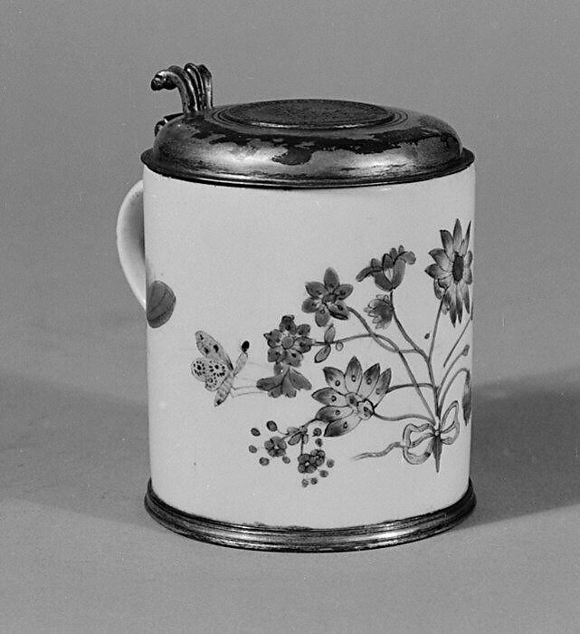 Tankard, Meissen Manufactory (German, 1710–present), Hard-paste porcelain, silver parcel gilt, German, Meissen 