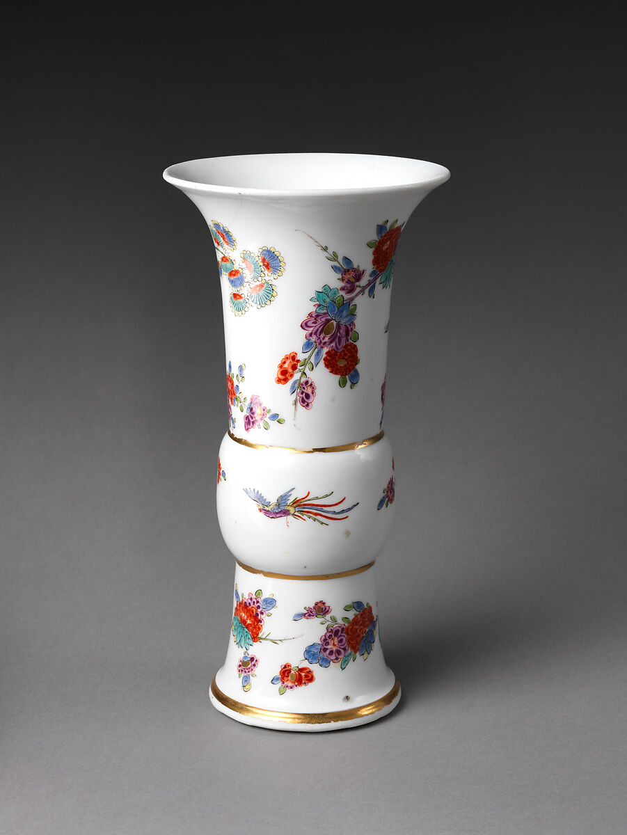 Vase with flowers and birds (one of a pair), Meissen Manufactory (German, 1710–present), Hard-paste porcelain painted with colored enamels under transparent glaze, German, Meissen