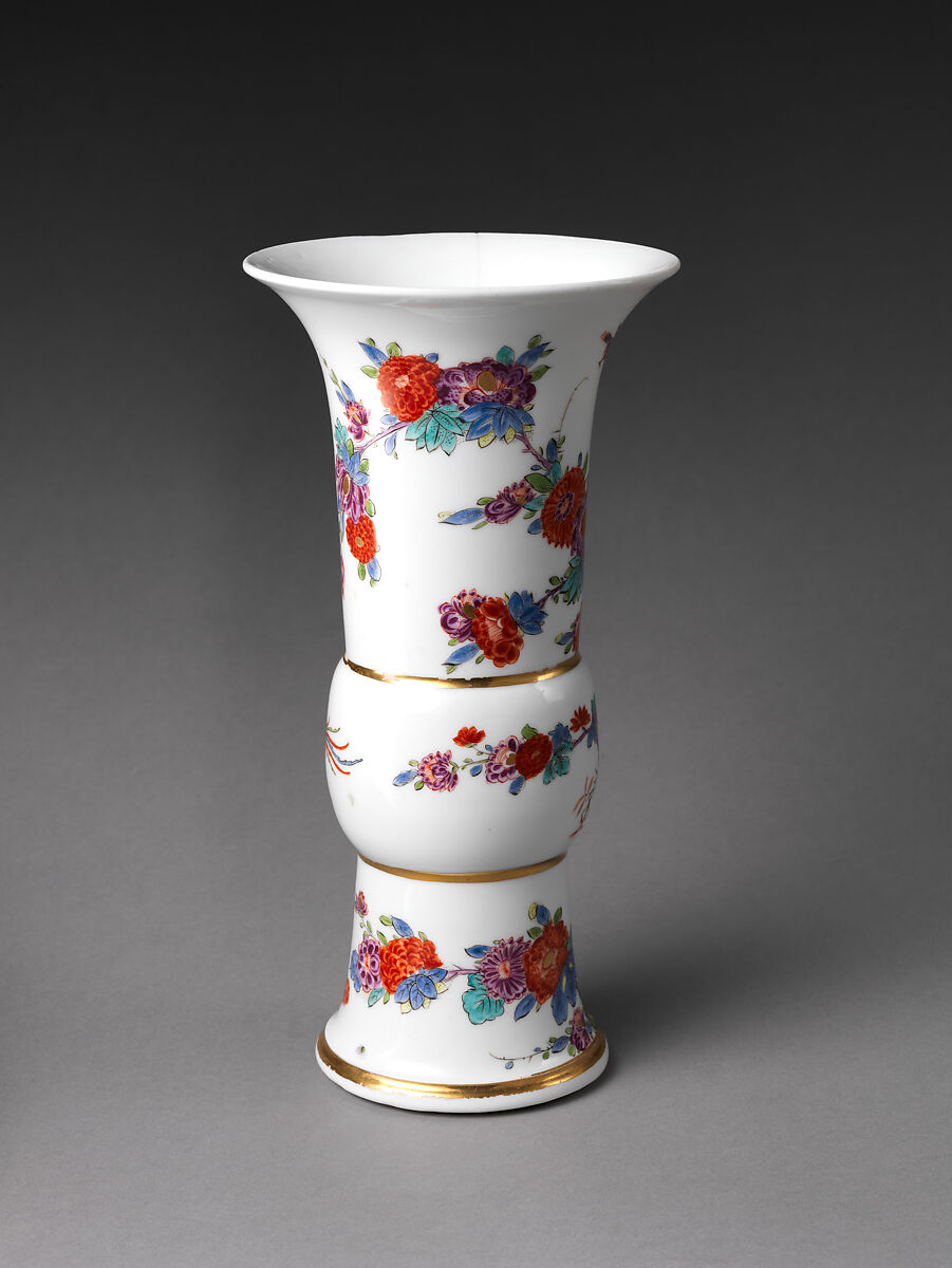 Vase with flowers and birds (one of a pair), Meissen Manufactory (German, 1710–present), Hard-paste porcelain painted with colored enamels under transparent glaze, German, Meissen