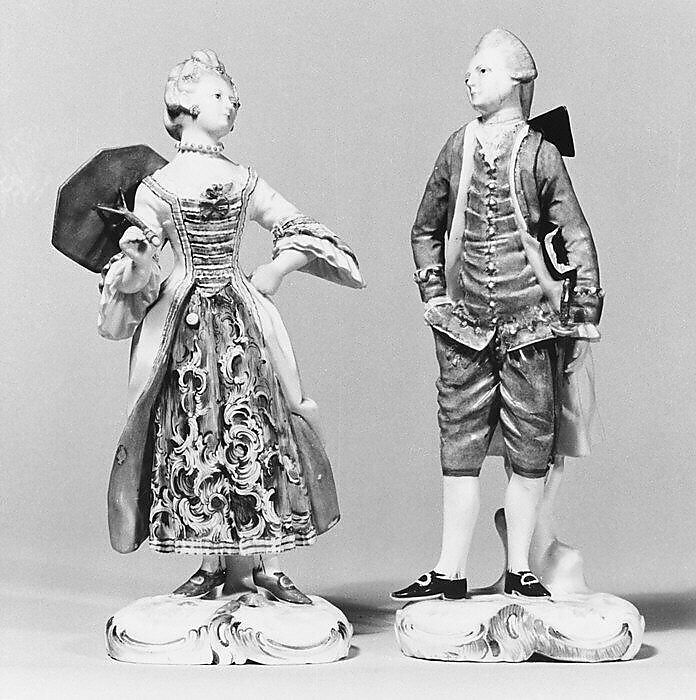 Lady (one of a pair), Fulda Pottery and Porcelain Manufactory (German, 1764–1789), Hard-paste porcelain, German, Fulda 