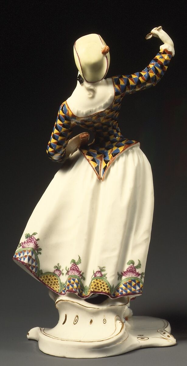 Harlequina, Franz Anton Bustelli (Swiss, Locarno ca. 1720–1763 Munich), Hard-paste porcelain, German, Nymphenburg