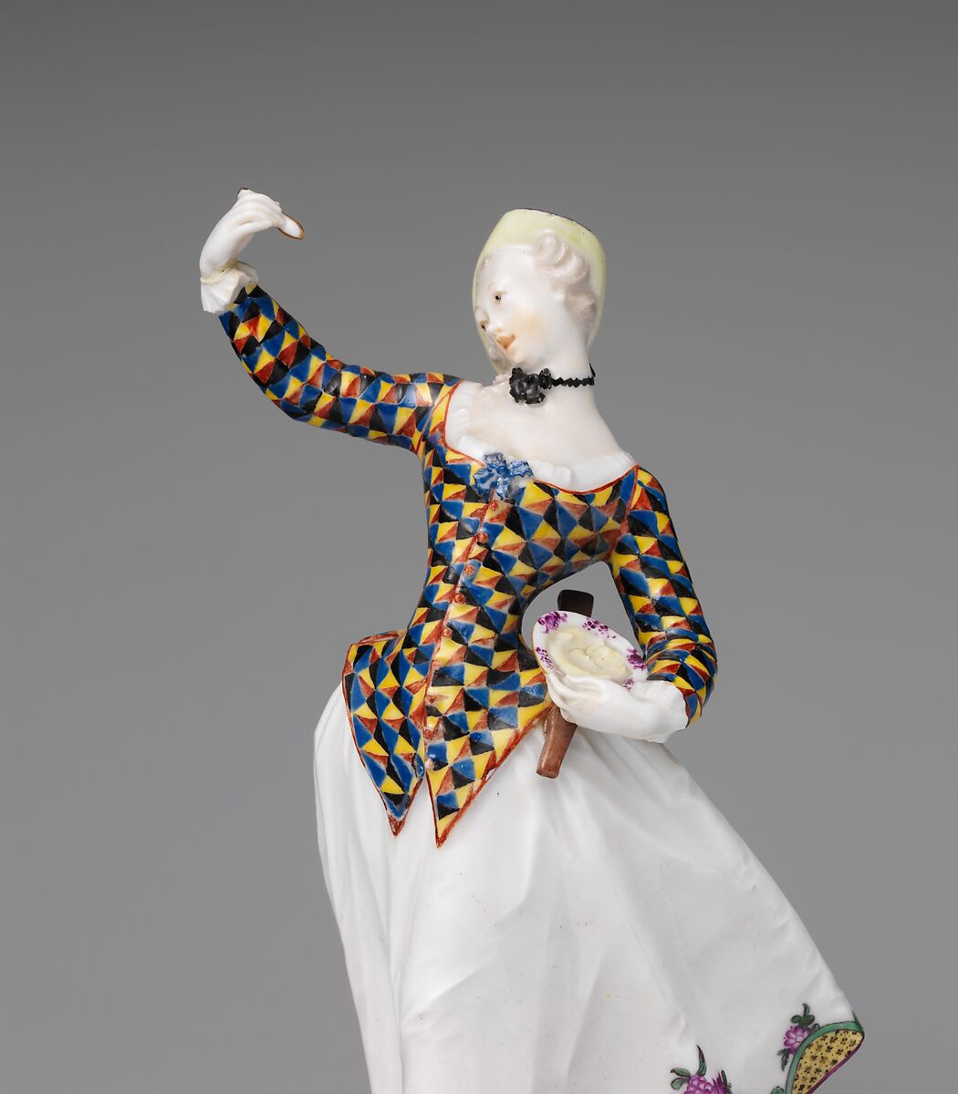 Harlequina, Franz Anton Bustelli (Swiss, Locarno ca. 1720–1763 Munich), Hard-paste porcelain, German, Nymphenburg