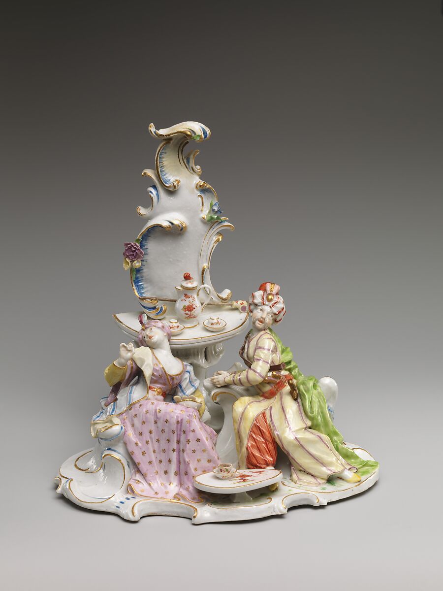 Turkish couple at coffee, Nymphenburg Porcelain Manufactory (German, 1747–present), Hard-paste porcelain, German, Nymphenburg 