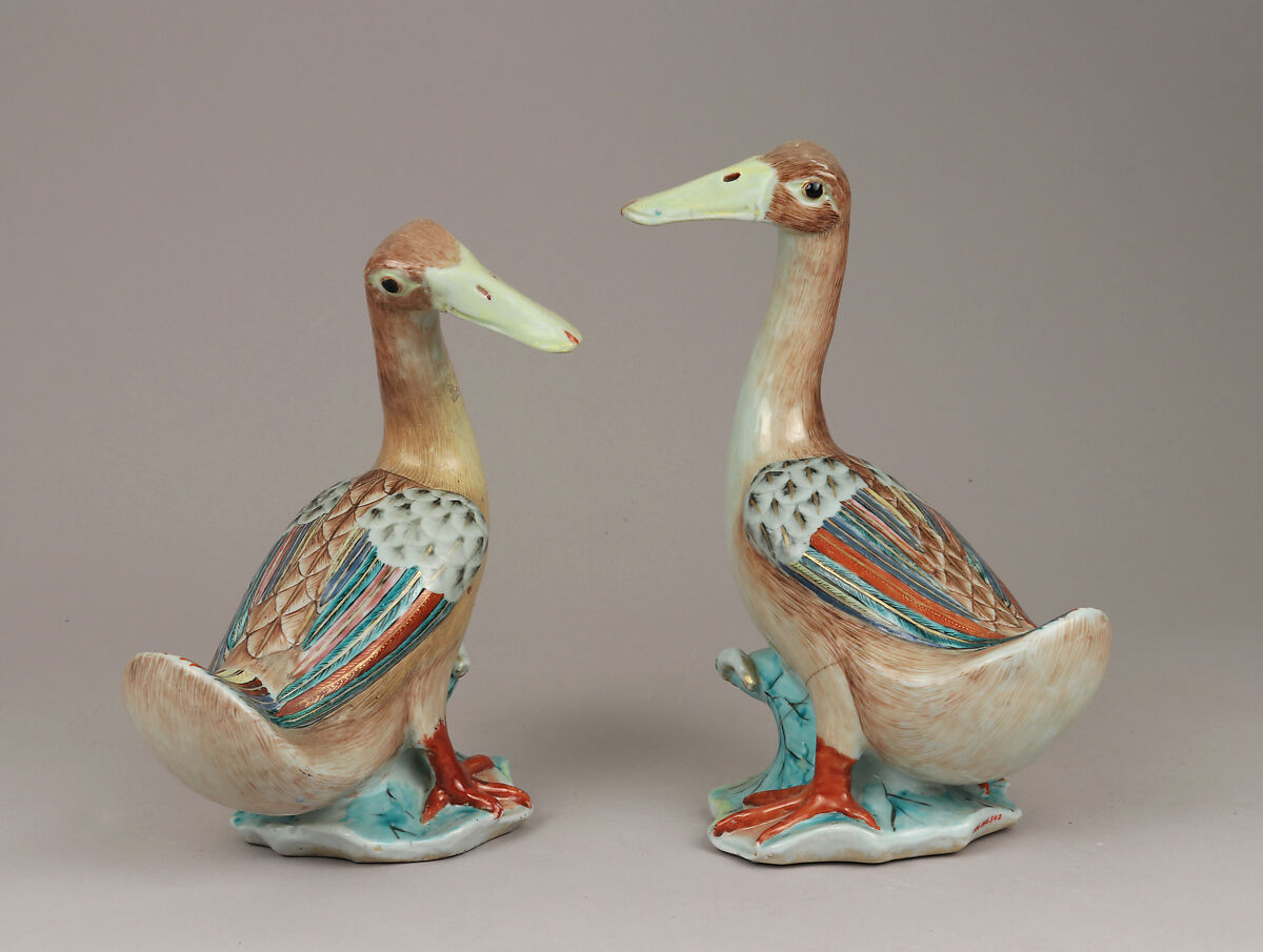 Duck (one of a pair), Hard-paste porcelain, Chinese, for Continental European market