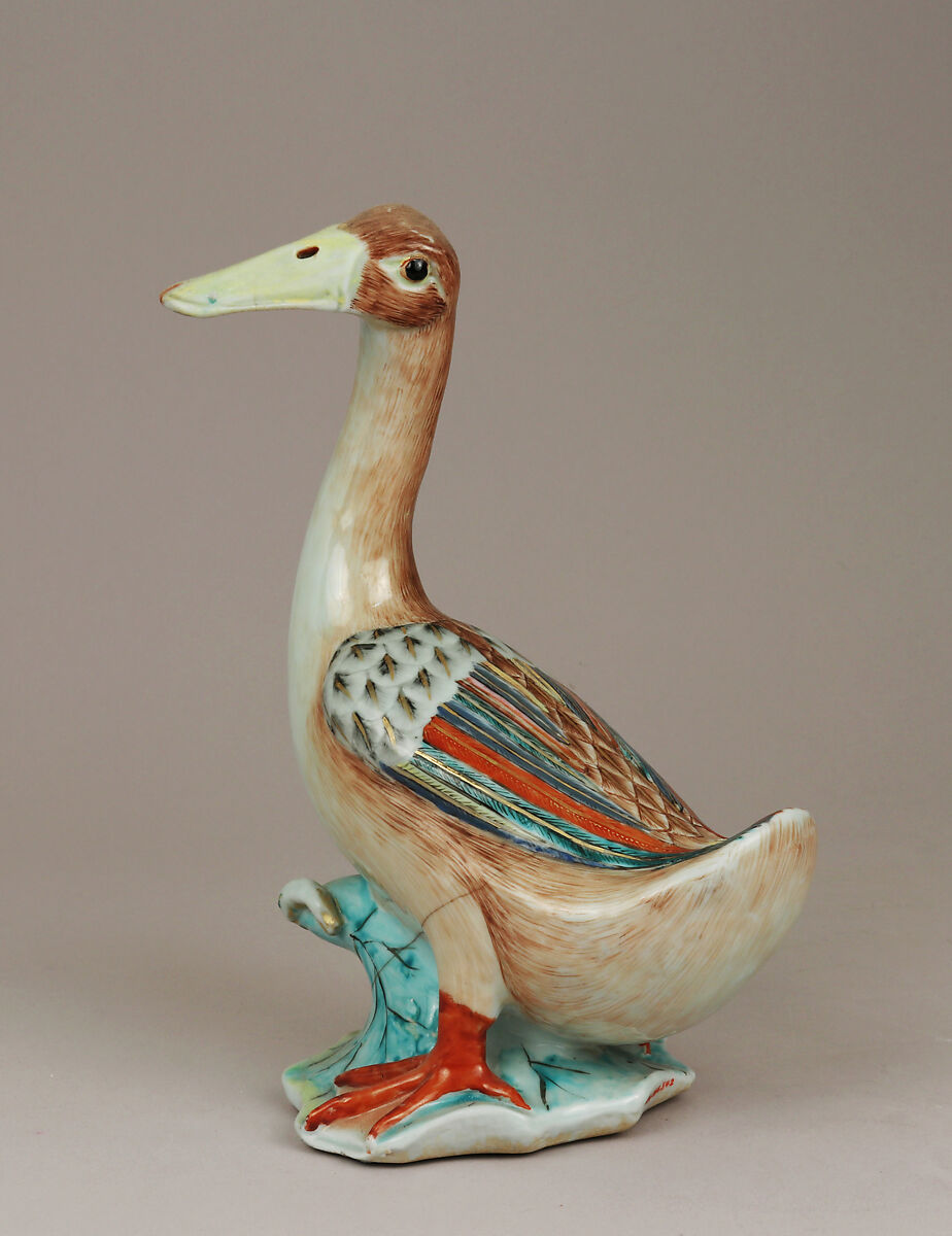 Duck (one of a pair), Hard-paste porcelain, Chinese, for Continental European market 