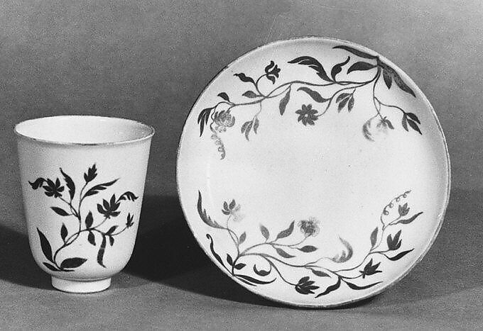 Beaker and saucer, Vezzi Factory (Italian, 1720–1727), Hard-paste porcelain, Italian, Venice 