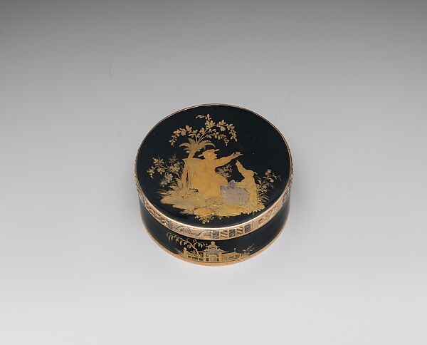 Bonbonnière, Hard-paste porcelain, two-tone gold and silver mount, French, Paris 